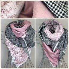 Flowers & Squares - Pink & White