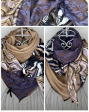 Lace & Lines - Camel & Purple